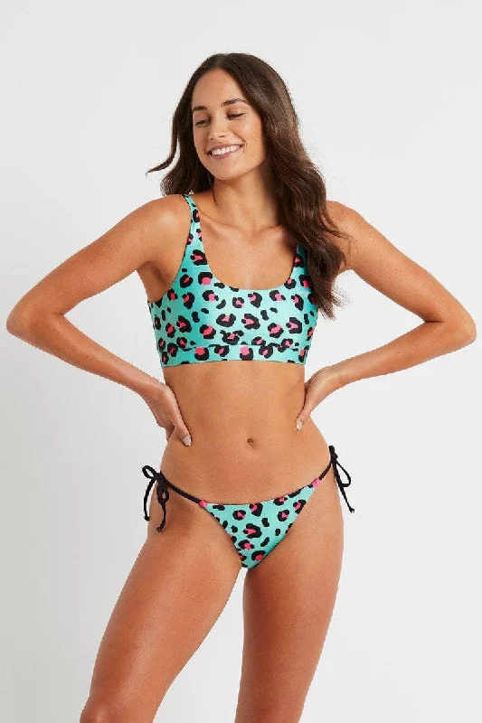 swimwear quick-dry tech -Palm Beach Top in Neon Jungle