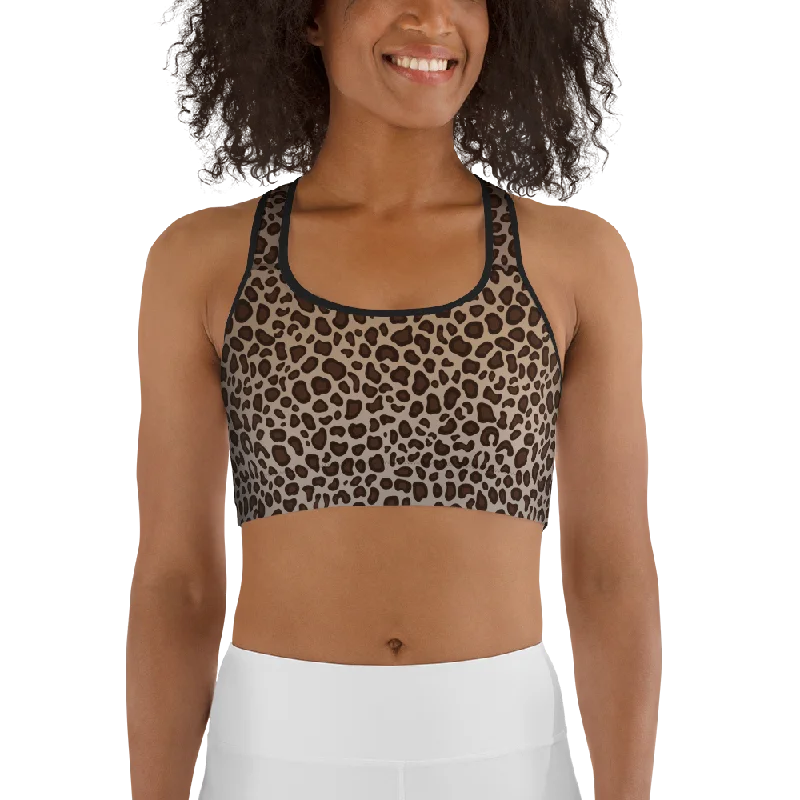 Lace-Up Yellow Sports Bra for Trend -Leopard Womens Sports Bra