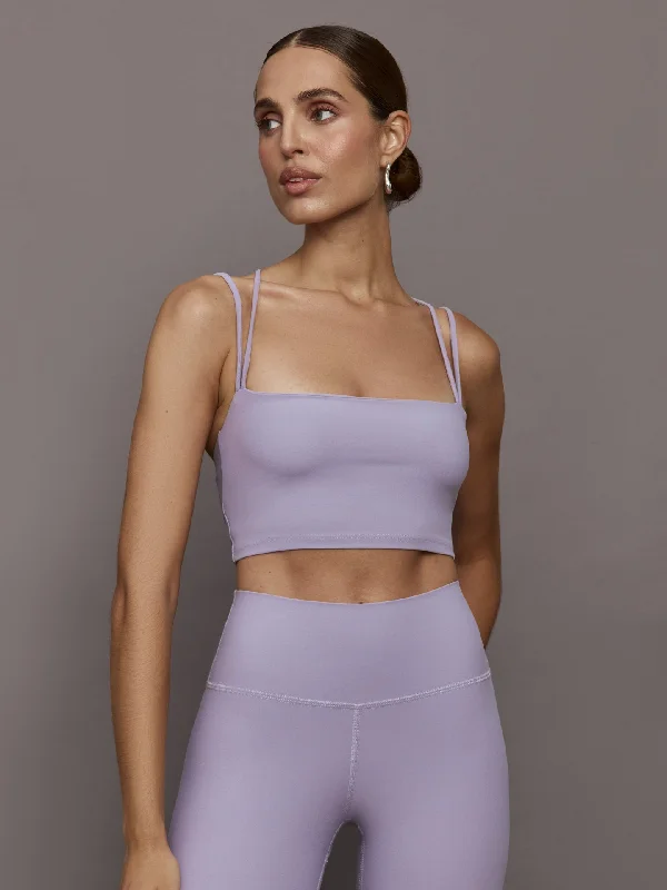 High Impact Black Sports Bra for Crossfit -Strappy Bra in Melt - Lavender Grey