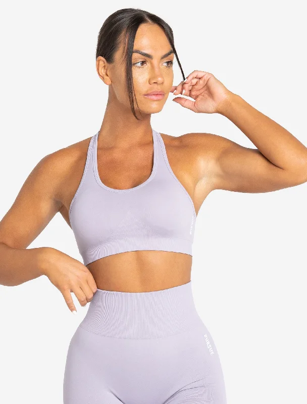 Blue Longline Sports Bra for Elegance -Move Seamless Sports Bra - Lilac