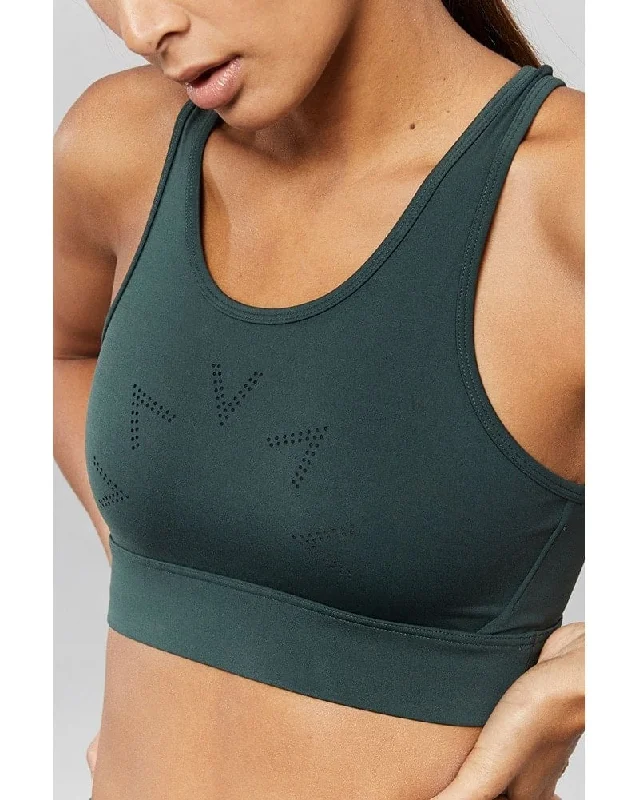 Compression Yellow Sports Bra for Gym -Varley Berkeley Bra - Womens - Darker Spruce Green