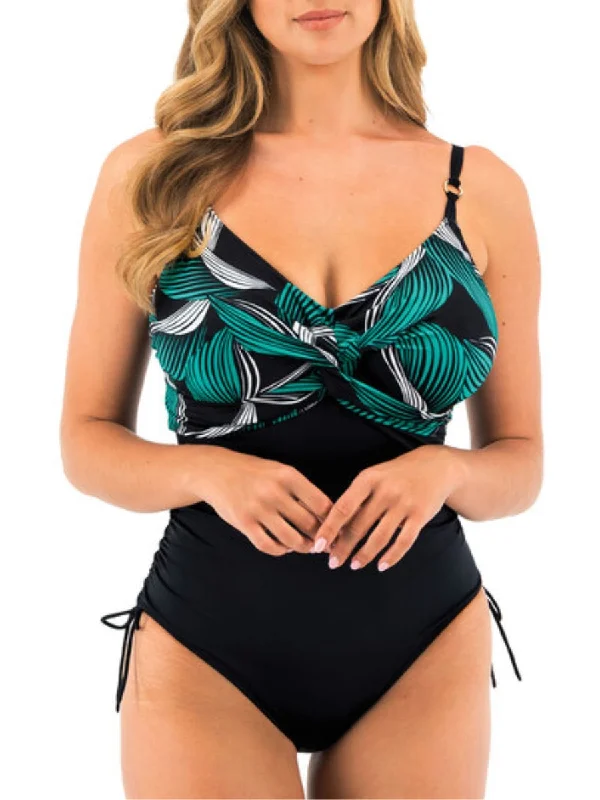 swimwear sweat control -Saint Lucia Twist Front Swimsuit - Black