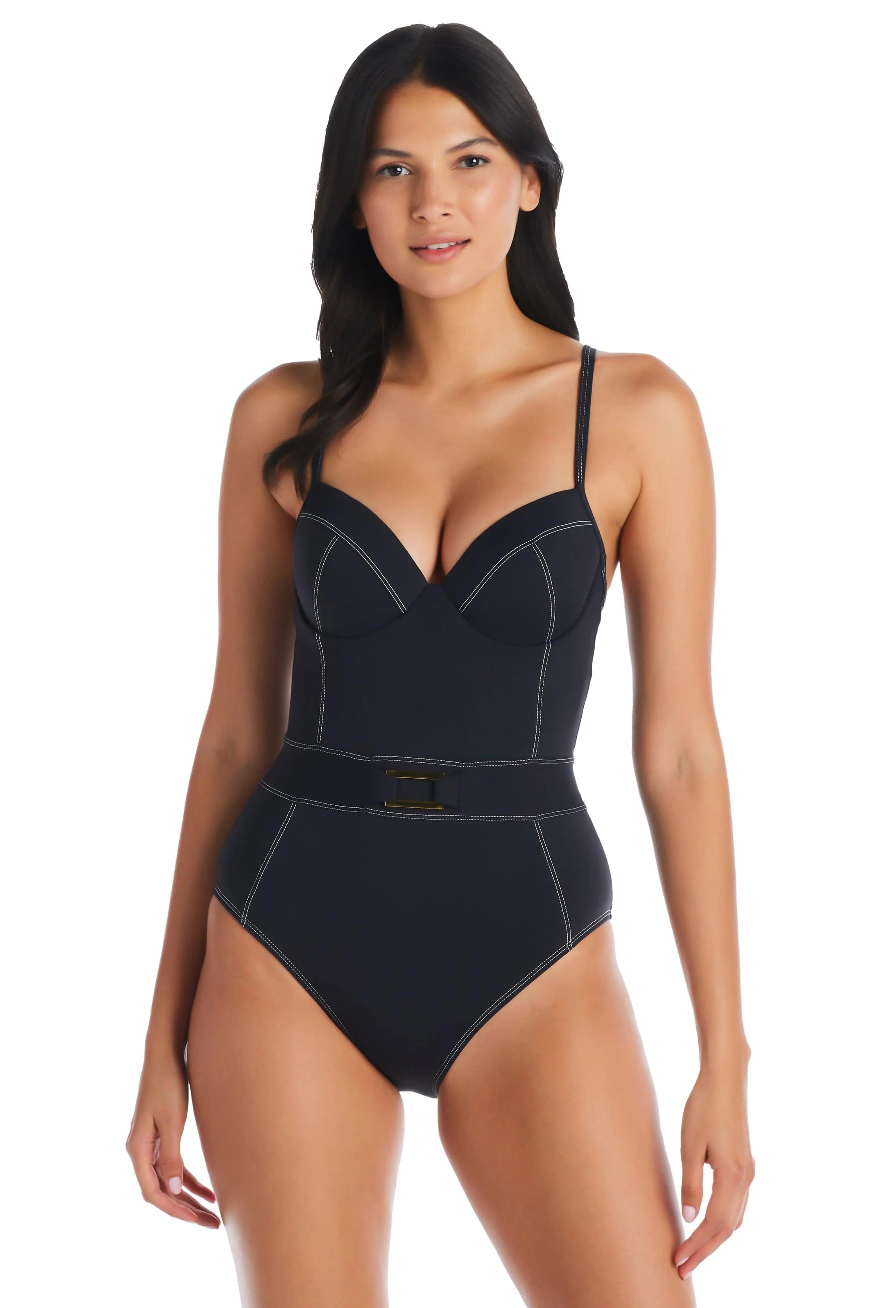 swimwear evening swims -Bleu Rod Beattie A Fine Line Black One Piece