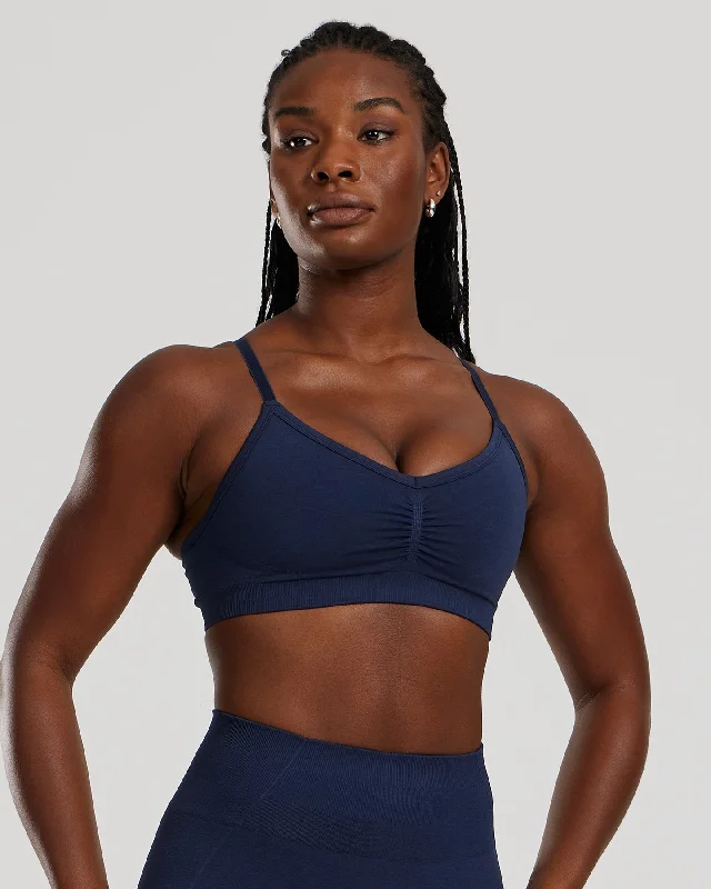 Curvy Yellow Sports Bra for Fashion -Define 2.0 Seamless Scrunch Bralette | Sapphire Blue