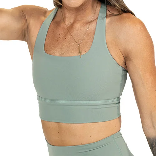 Strappy Sports Bra for Style -Longline Bra | Eucalyptus