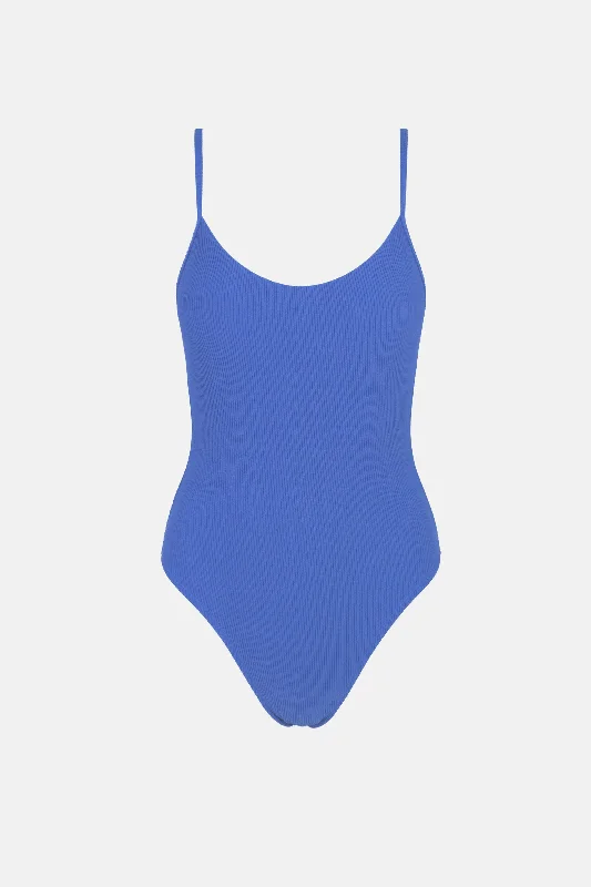 swimwear fitted design -Essential Rib Minimal One Piece Cobalt