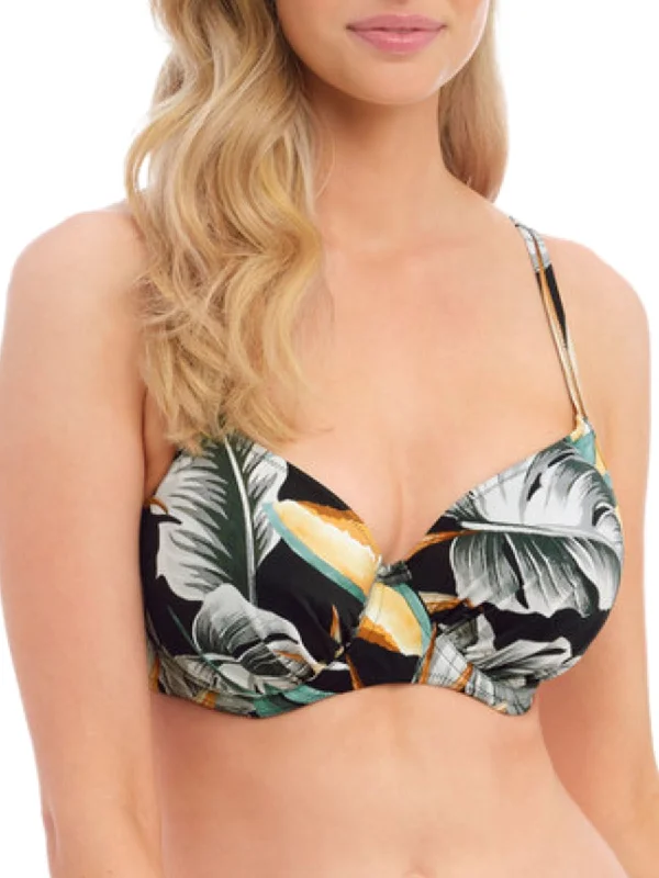 swimwear cool look -Bamboo Grove Gathered Full Cup Bikini Top - Jet