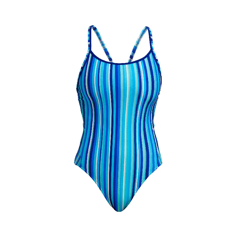 swimwear flex fabric -Lane Lines | Ladies Diamond Back One Piece