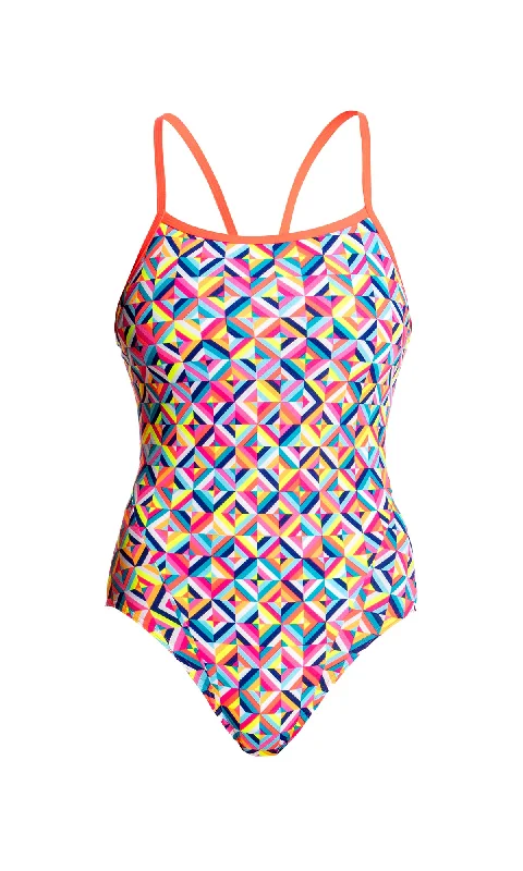 swimwear cool fabric -Flash Bomb | Ladies Single Strap One Piece