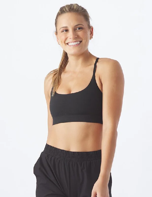 Red Polyester Sports Bra for Strength -River Bra: Black