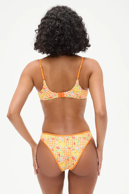 swimwear soft texture -Dove Floral Classic Bikini Bottom - Marigold Gingham