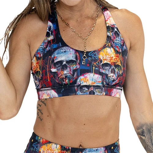 Medium Support Sports Bra for Hiking -Butterfly Back Bra | Death By Art