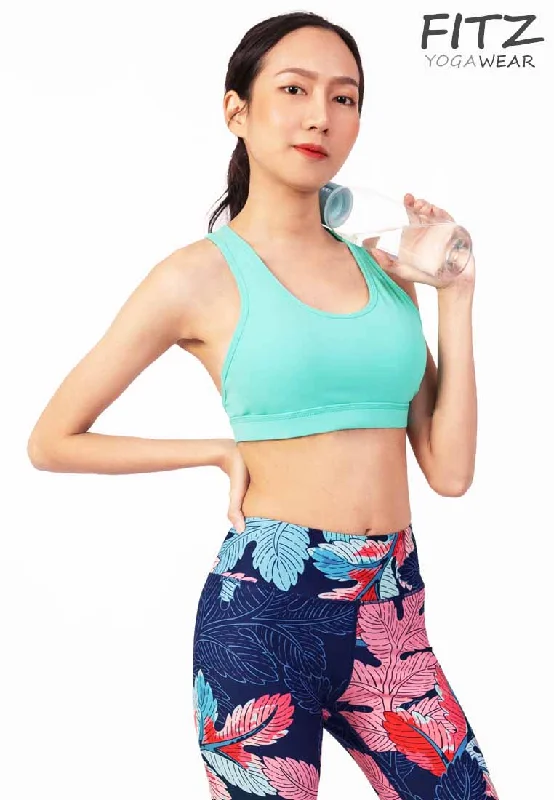 Back Closure Pastel Sports Bra for Fit -สปอร์ตบรา บราโยคะ บราออกกำลังกาย Fitz - Vistra Bra - Teal **พร้อมส่ง**