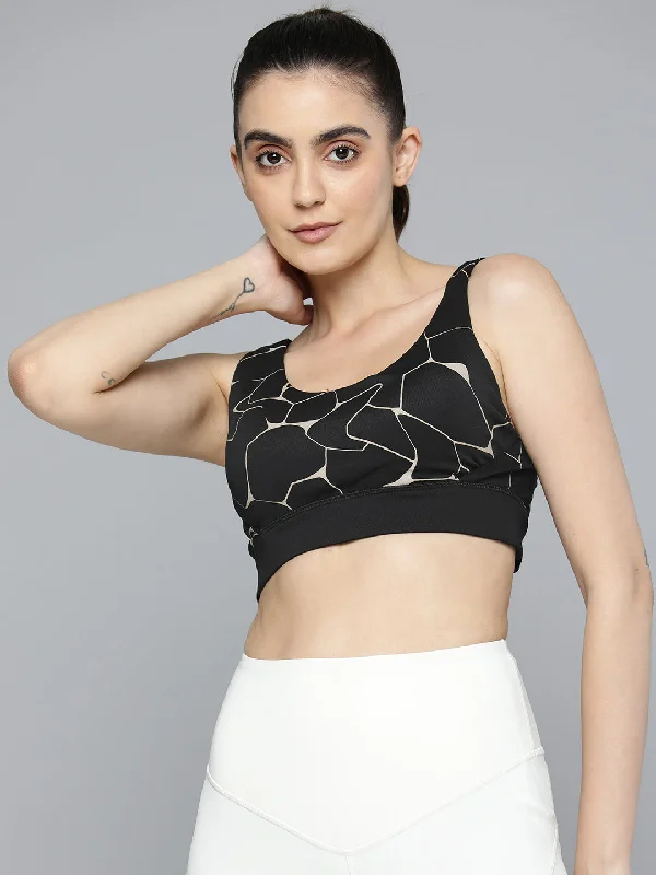 Padded Sports Bra for Yoga -Alcis Black & White Abstract Bra