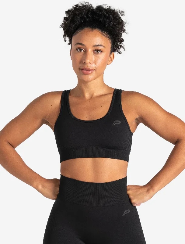 Adjustable Yellow Sports Bra for Style -ADAPT 2.0 Seamless Sports Bra - Blackout