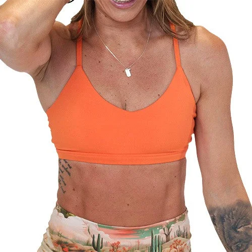 Red Loose Fit Sports Bra for Flow -Move Free Bra | Orange