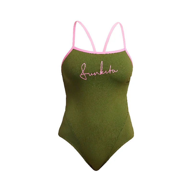 swimwear stretch material -Glamo Camo | Ladies Single Strap One Piece