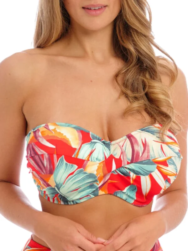 swimwear fitness goals -Bamboo Grove Twist Bandeau Bikini Top - Hot Chilli