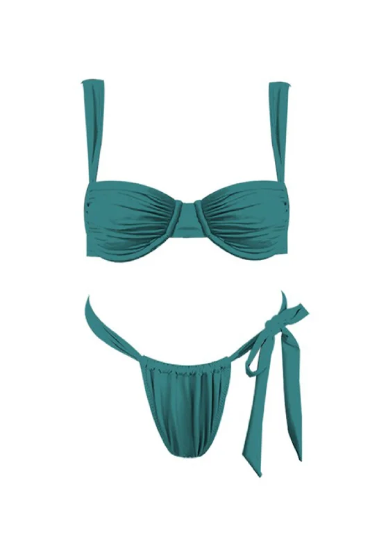 swimwear high durability -Malibu Tie Bikini Bottom Teal Blue