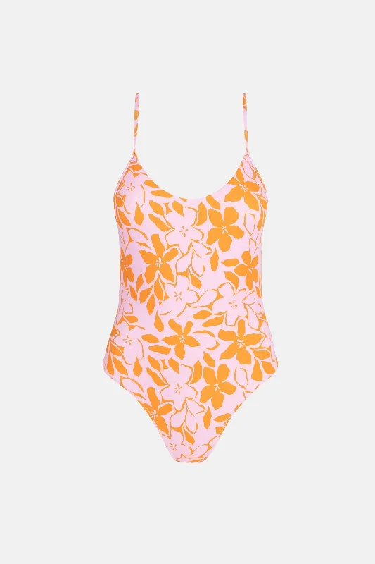 swimwear warm texture -Bora Bora Floral Cross Back One Piece Pink