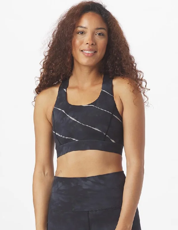 Red High Impact Sports Bra for Intensity -Full Force Bra: Linear Tie-Dye