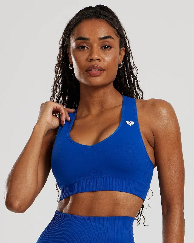 Firm Orange Sports Bra for Lifting -Power Seamless Sweetheart Bra | Galactic Blue