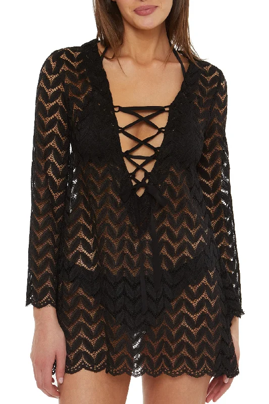 swimwear swim lovers -Isabella Rose Venice Black Sheer Tunic