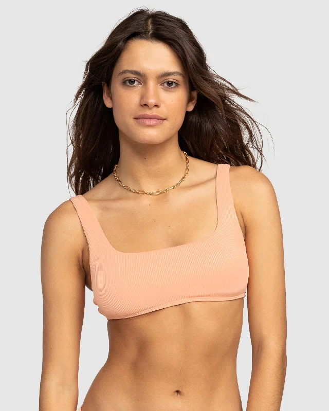 Anti-Odor Sports Bra for Long Wear -Womens Rib Roxy Love The Glassy Bralette Bikini Top