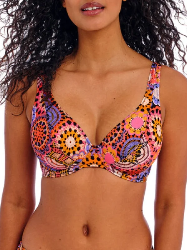 swimwear side ties -Santiago Nights High Apex Bikini Top - Multi