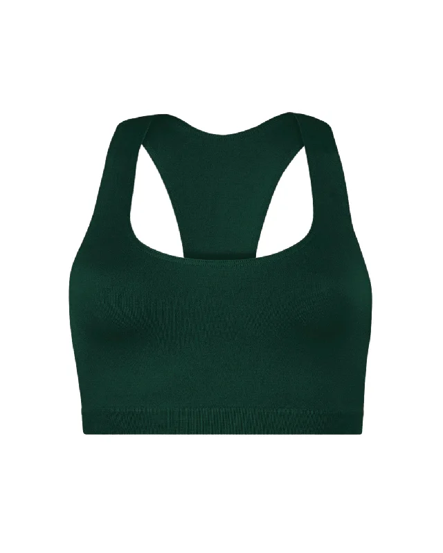 Firm Orange Sports Bra for Crossfit -ELATED Bra Top | Dark Green