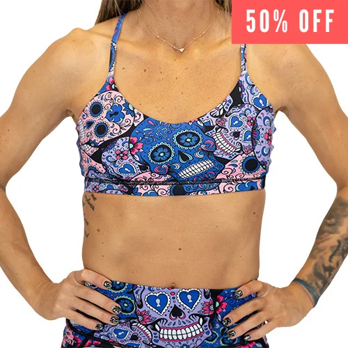 Red Neon Sports Bra for Shine -Move Free Bra | Cotton Candy Skulls