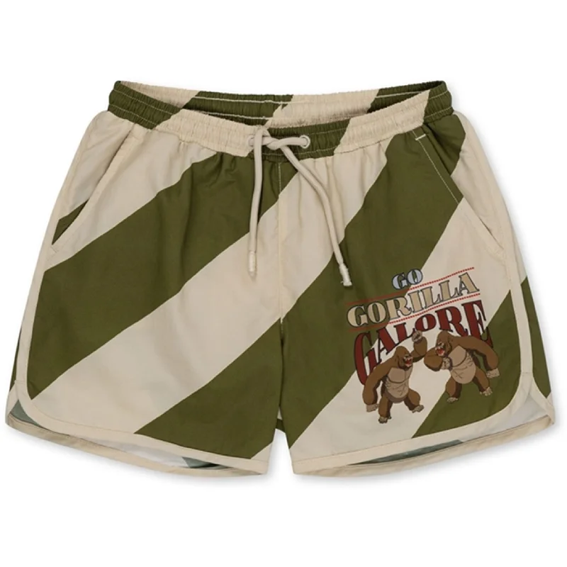 Blue Camo Sports Short for Blend -Konges Sløjd Asnou Swim Shorts Dark Olive/Creamy White