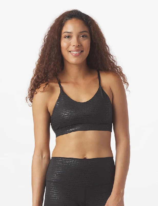 Pink Reversible Sports Bra for Two-in-One -Angelic Bra: Black Pebble Gloss Print