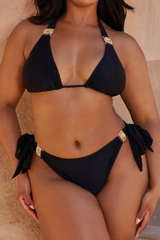 swimwear adventure swims -Amour Curve 'Black' Tie Side Crystal Bikini Bottoms