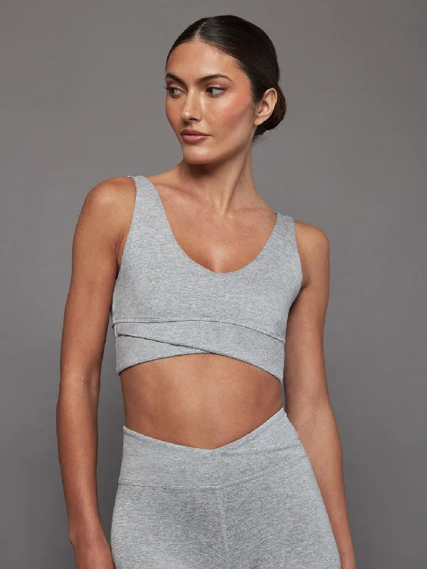 Strappy Pink Sports Bra for Design -Wrap Bra in Heather Melt - Silver Heather