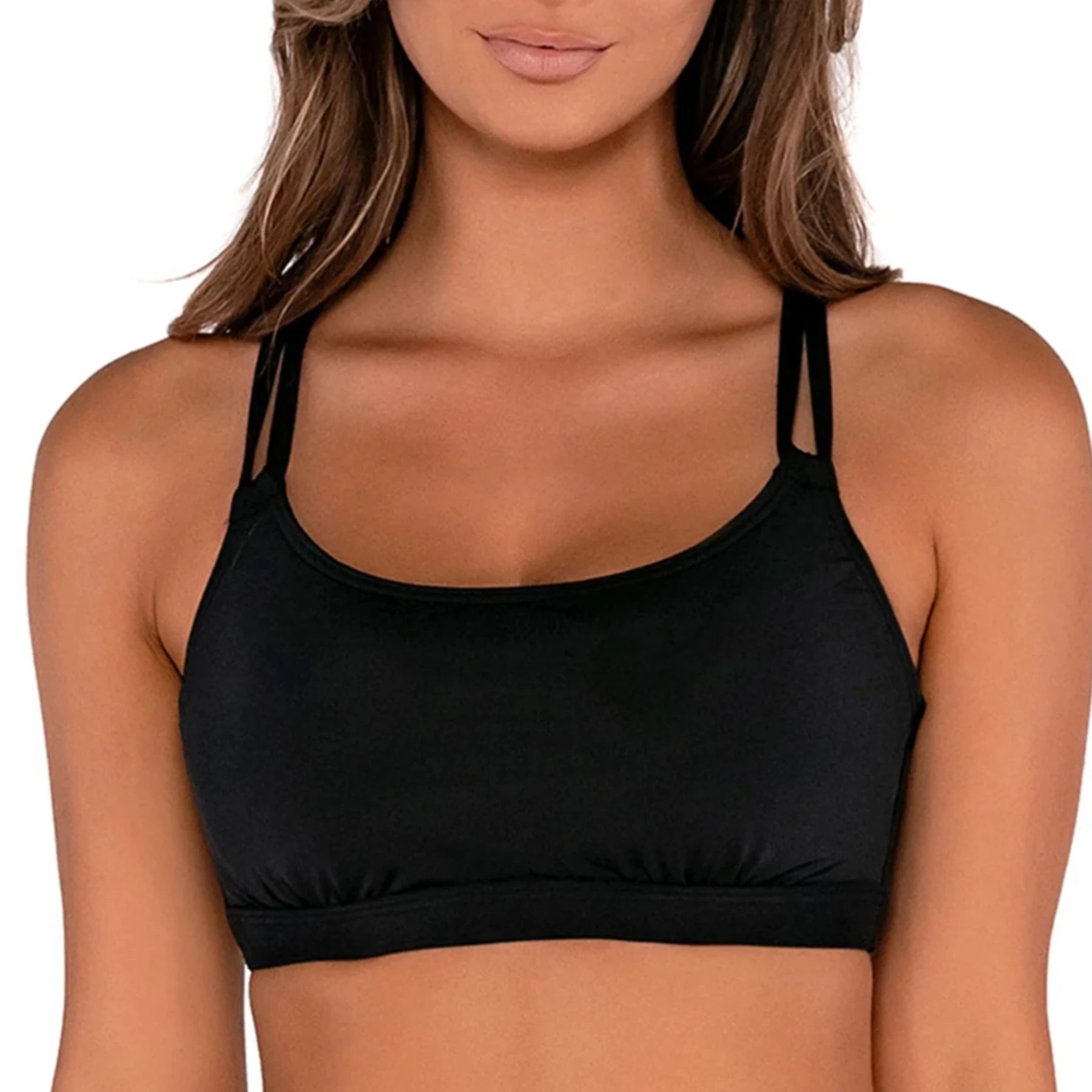 Front Zip Neon Sports Bra for Ease -Taylor Bralette 56EFGH - Black