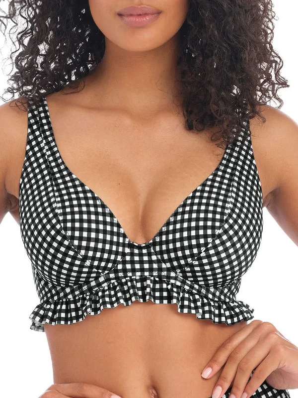 swimwear long adventures -Check In High Apex Bikini Top - Monochrome