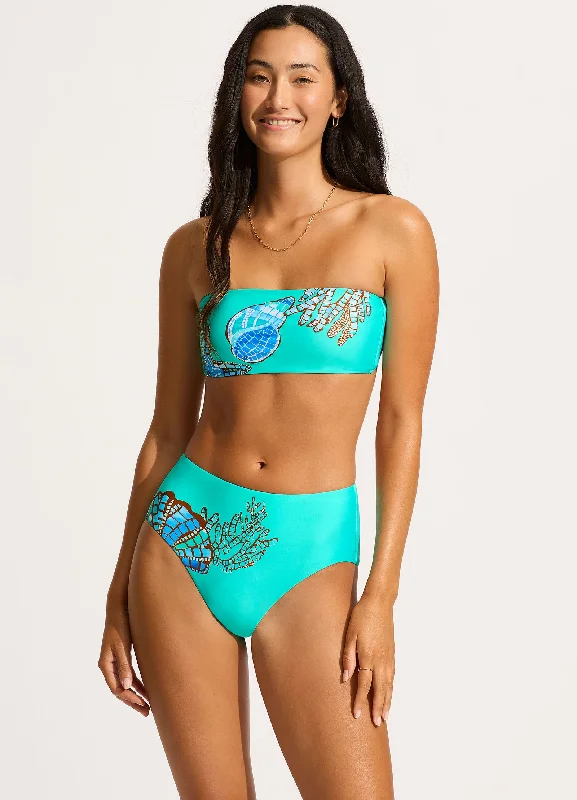 swimwear cool patterns -La Mer Bandeau Bikini Top - Aquatic Blue