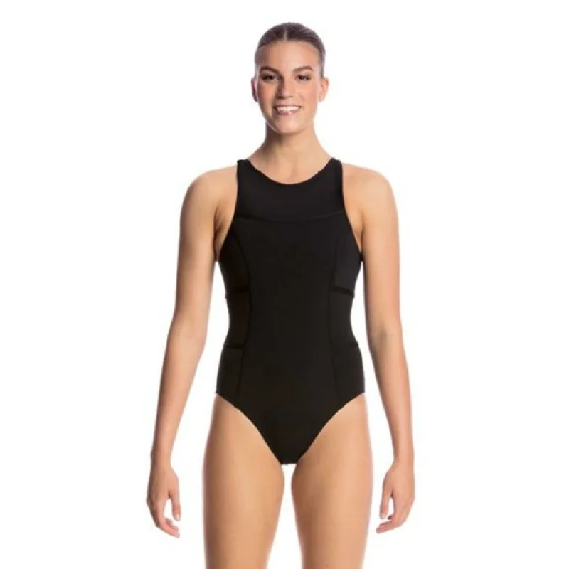 swimwear stylish cut -Still Black | Ladies Hi Flyer One Piece