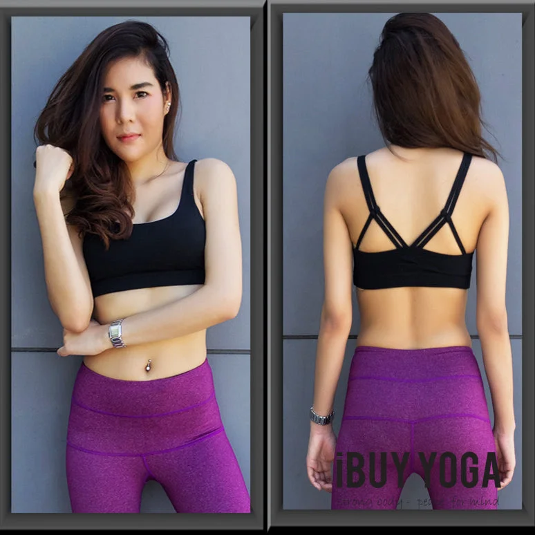 Longline Camo Sports Bra for Coverage -สปอร์ตบรา บราโยคะ บราออกกำลังกาย Fitz - Maria Bra - Black *พร้อมส่ง*