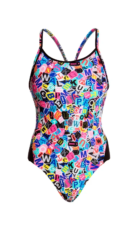 swimwear reflective trim -HANDSOME RANSOM | LADIES DIAMOND BACK ONE PIECE