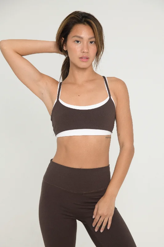 Purple Medium Impact Sports Bra for Mix -Layered Bra - Espresso