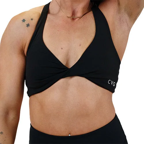 Grey Polyester Sports Bra for Last -Foxy Bra | Black