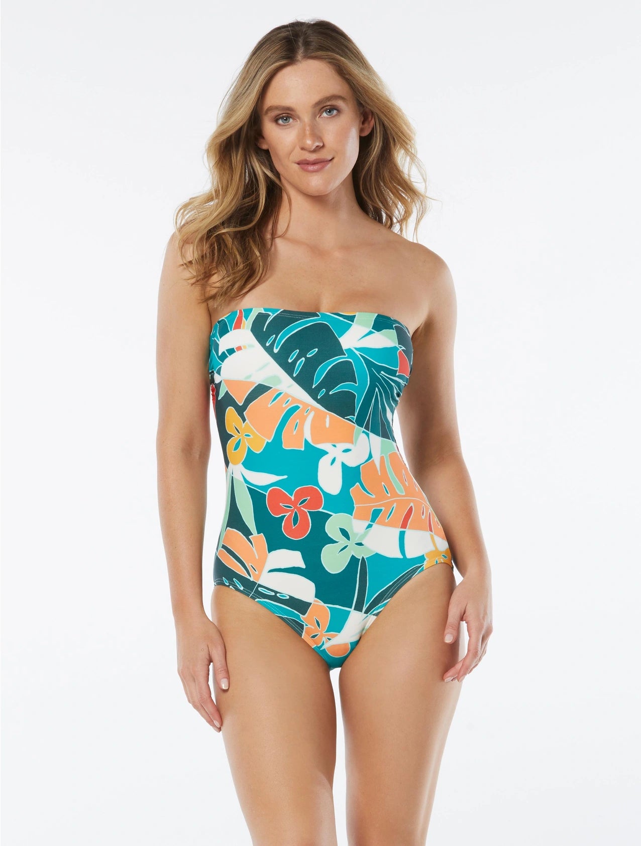 swimwear casual pool -SALE Vince Camuto Hawaiian Garden Bandeau One Piece