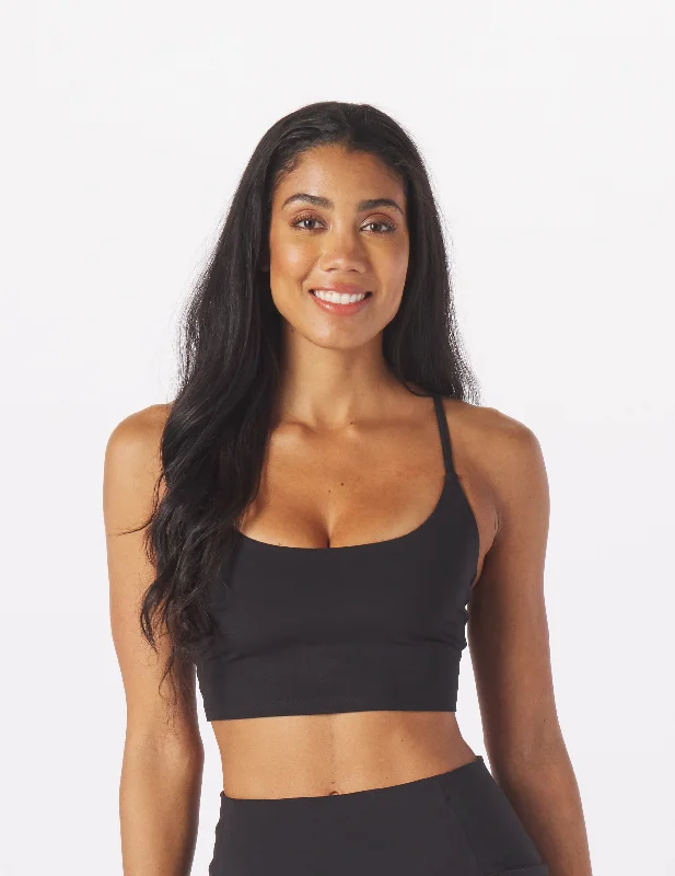 Yellow Strappy Sports Bra for Open -Pure Bra: Black