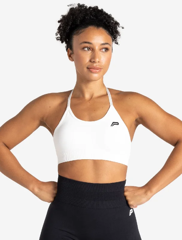 White Petite Sports Bra for Small Frames -Scrunch Seamless Sports Bra - White