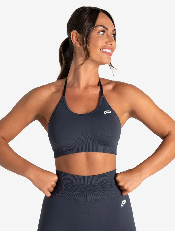 Orange Breathable Sports Bra for Sweat -Scrunch Seamless Sports Bra - Midnight Blue