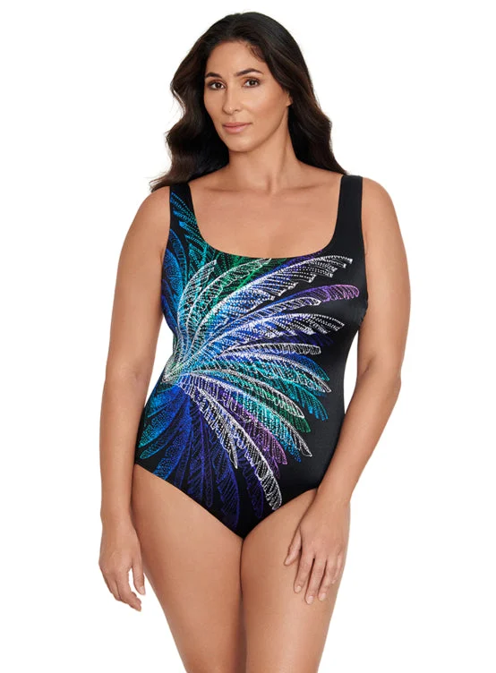 swimwear moisture wick -SALE Longitude Palm In Palm Scoopneck One Piece