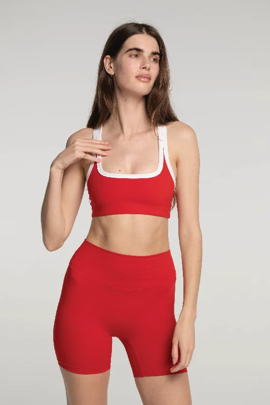 Red Moisture Wicking Sports Bra for Dryness -Racer Bra - Cherry