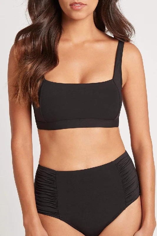 Red Sports Bra for Bold Style -Eco Square Neck Bra Black